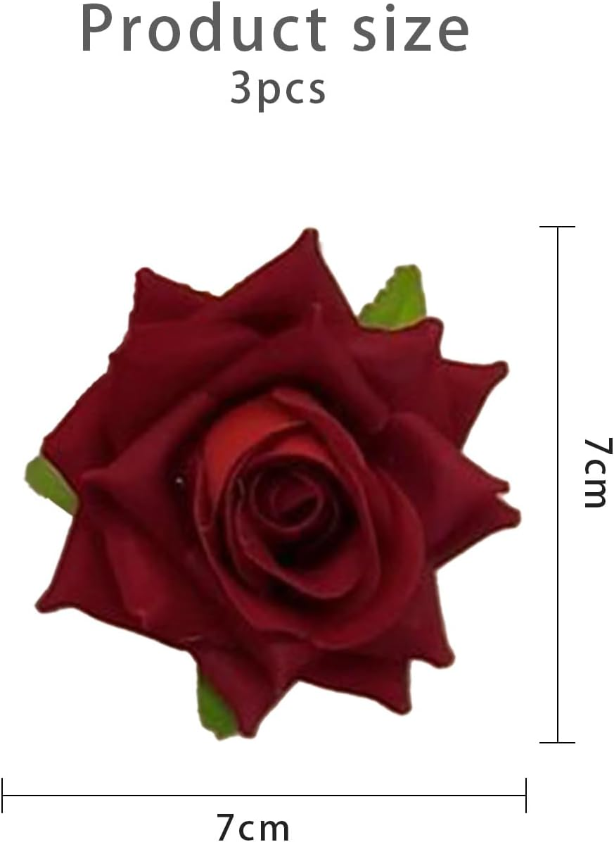 Pack of 3 Rose Hair Clips Flower Hair Clips Rose Brooch Flower Clips for Women Girls Carnival Party Wedding image number 3