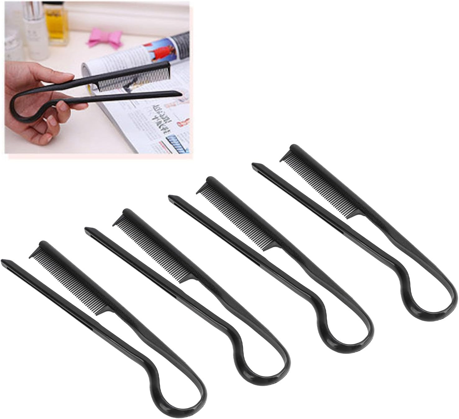 10Pcs V Shaped Styling Hair Comb, Plastic round Teeth Heat Resistant Comb, Help Gently Detangle and Smoothly Curly Hair for Outdoor Adventures, or Travel image number 1