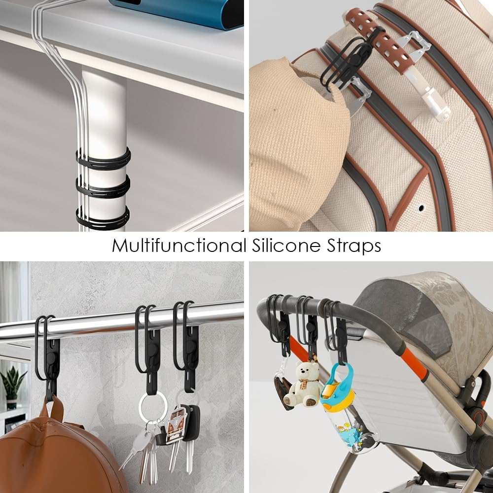 Baskiss 16 Pack Silicone Cable Ties Organiser Strap, Reusable and Elastic Wire Wrap Management Organizer for Earphone, Phone Charger, Mouse, Audio, Computer in Home, Office, Kitchen, School (Black) image number 1