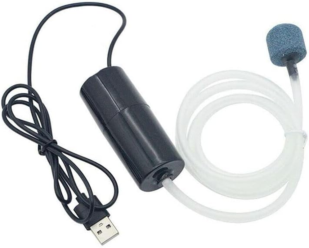 AIMALL Portable USB Aquarium Oxygen Pump Mini Fish Tank Air Pump Compressor Aerator, Mute Energy-Saving 5V Accessories, 3.35 X 1.18 Inches, Black image number 1
