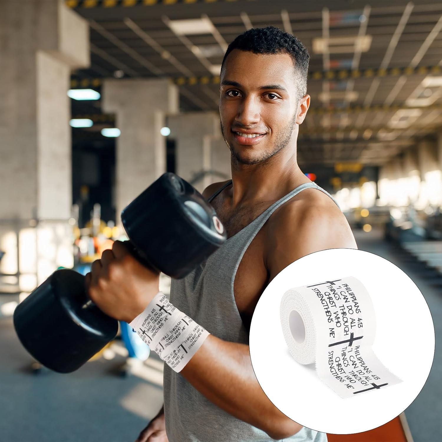 2Pcs Cross Athletic Tape, 2In X 23Ft Breathable Sports Tape for Baseball Soccer Boxing Football Christian Bible Verse Athlete Wrist Wrap for Religious Stability & Performance image number 3