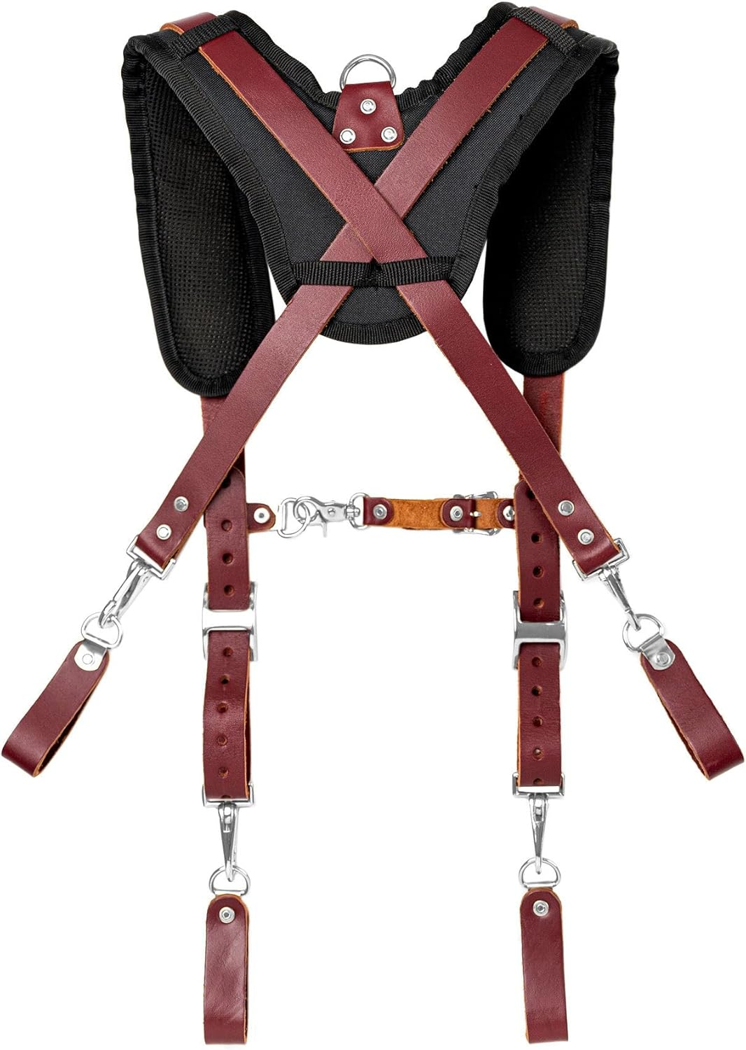 LAUTUS Leather Padded Tool Belt Suspenders W/Chest Strap| Pencil Sleeve| Comfortable & Heavy Duty | Fully Adjustable | Construction Grade |, Black, Regular image number 4