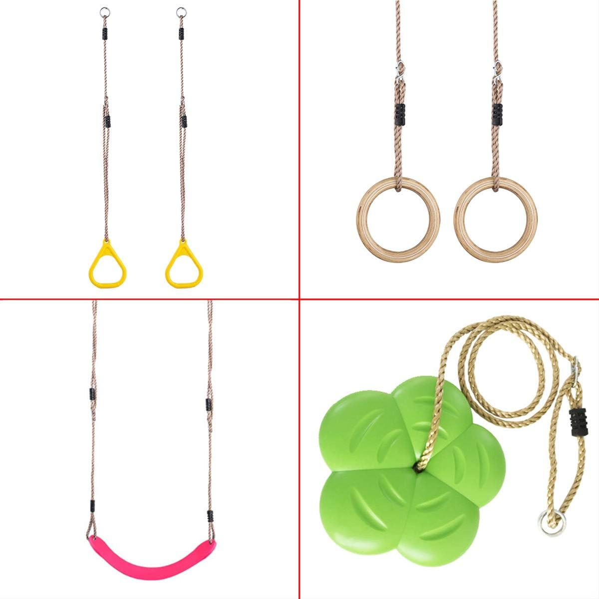 2Pcs Tree Swing Hanging Ropes Indoor Outdoor Hammock Swinging Chair Straps Hanging Kit for Adjustment or Extension - 60 Inch & Holds to 650Lbs image number 2