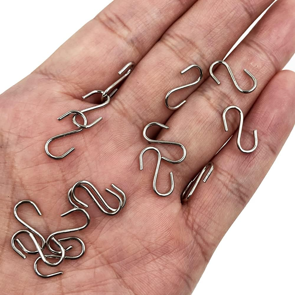 Sourceton 200Pcs 0.55 Inch S Hook Connectors, Mini Metal Hook, DIY Supplies, Curtain Hanging, Key Ring, Jewelry Connector, Pet Tag Hook image number 3