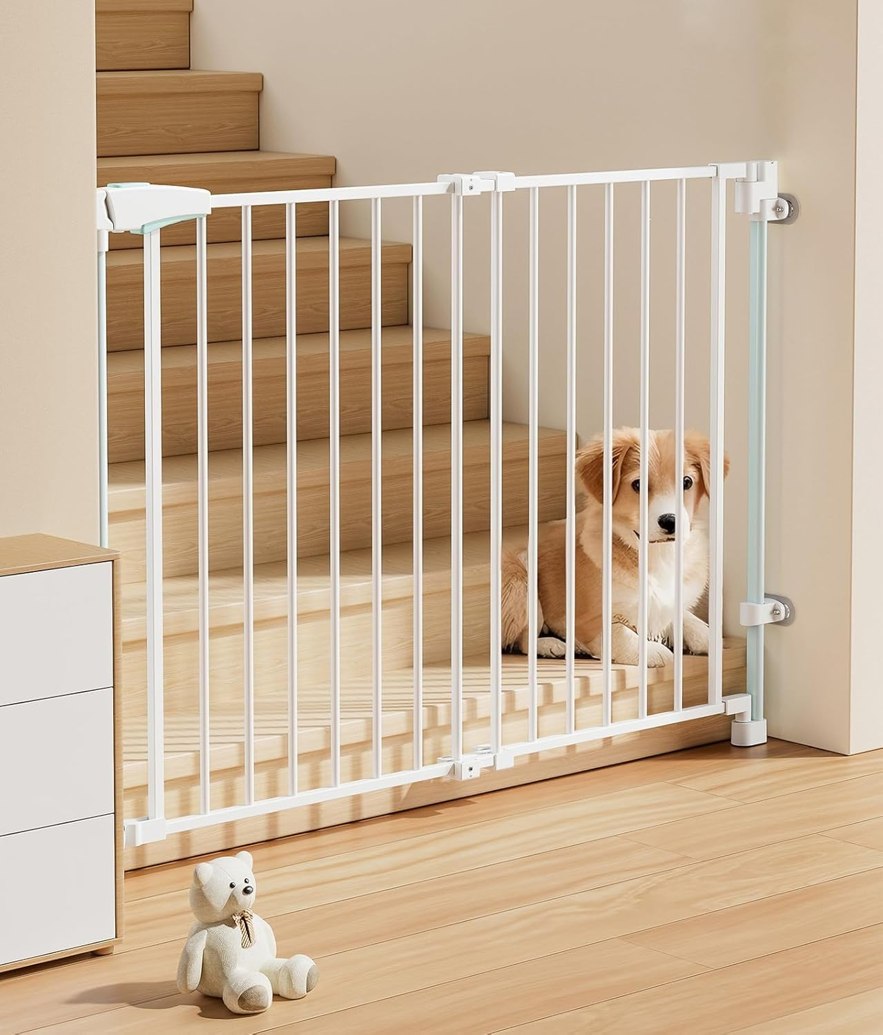 Upgraded 75-110Cm No Bottom Bar Baby Gate, Heavy-Duty Hardware Mount Dog Gate, Adjustable Baby Gate, for House/Stairs/Doorways Use, Safety Pet Gates, Walk Thru Door, Two Way Open image number 4