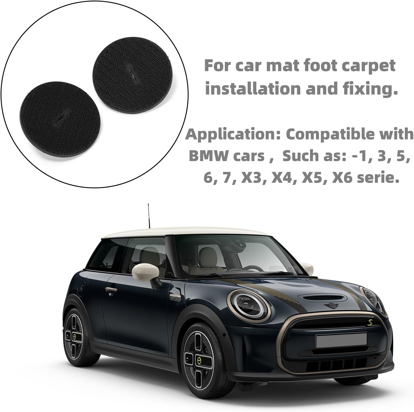 Ruimou 4 Pcs Black Car Floor Mat Clips (62.2 * 20Mm) 9171368-106480 -11/51477056606 Compatible with BMW Cars Serie image number 2