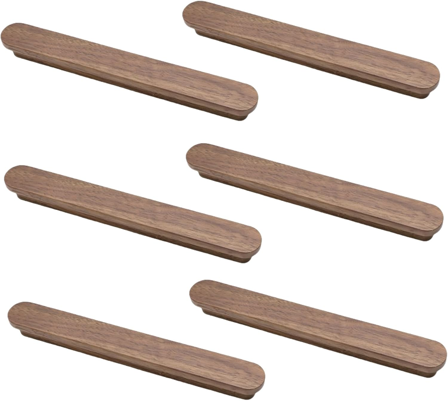 Wood Drawer Handles 6Pcst Shaped Cabinet Door Solid Wood Handle Furniture Drawer Cabinet Wooden Handle Black Walnut 96Mm
