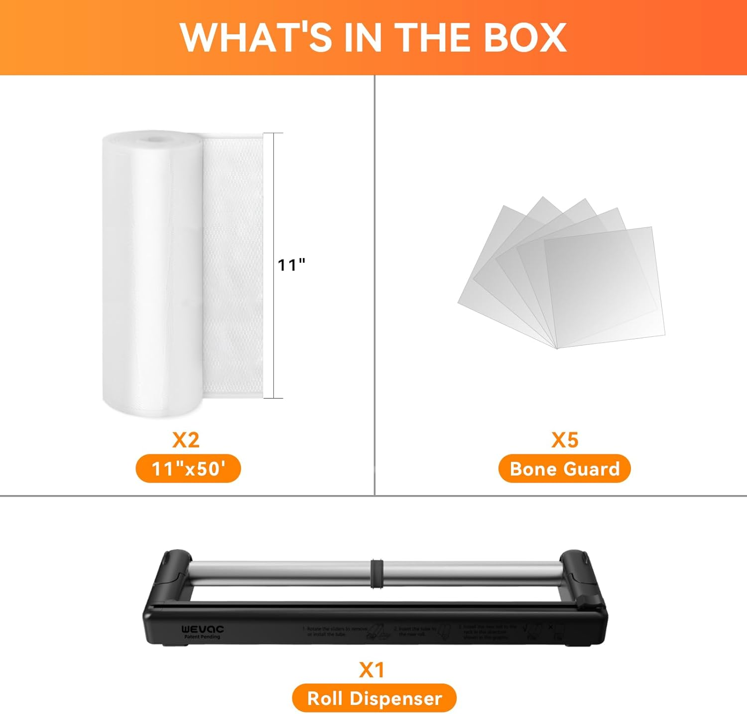 2 Pcak 28Cmx25M Vacuum Sealer Bags Food with Cutter, Wevac Vacuum Seal Bags BPA Free, Commercial Grade, Compatible with All Vac Machines, Food Saver, Sous Vide and Great for Storage image number 5