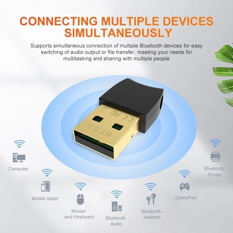 USB Bluetooth 5.3 Dongle Adapter for PC Speaker Wireless, Mouse Keyboard Music Audio Receiver Transmitter Bluetooth image number 5