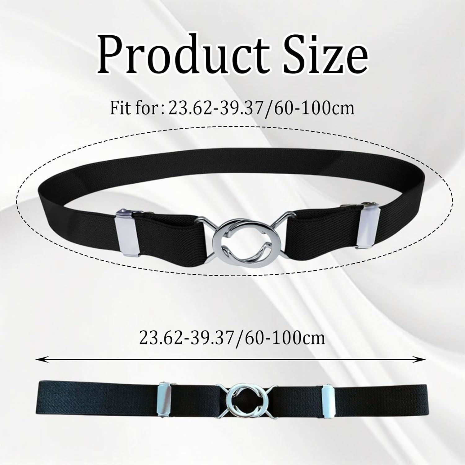 Ladies Elasticated Belt for Women, Black Stretch Belts for Women Jeans, Adjustable Stretch Elastic Waist Belt Women, No Show Stretch Thin Belt for Dress Jeans, Skinny Waist Belt Simple Style, image number 4