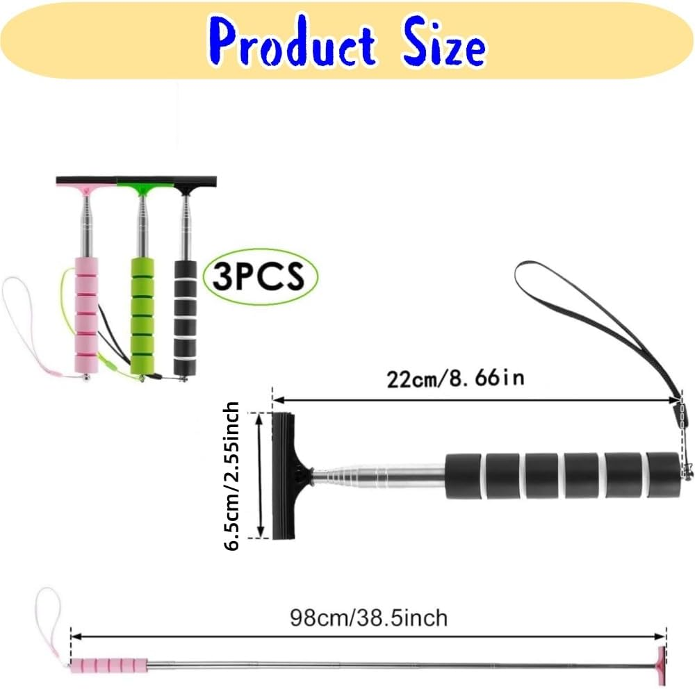 Car Rearview Mirror Wiper, 3 Pcs Portable Side Mirror Squeegee, Multifunctional Car Squeegee, Retractable Window Squeegee, Cleaning Tool for Windows, Mirrors