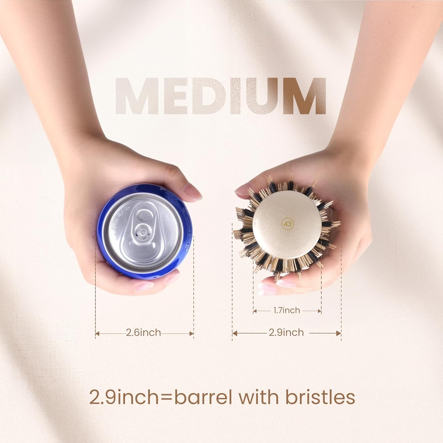 AIMIKE round Hair Brush, Nano Thermal Ceramic & Ionic Tech round Brush, Blow Dry Hair Brush with Boar Bristles, Barrel Brush for Styling, Curling, Add Volume & Shine (2.9 Inch, Barrel 1.7 Inch) image number 6