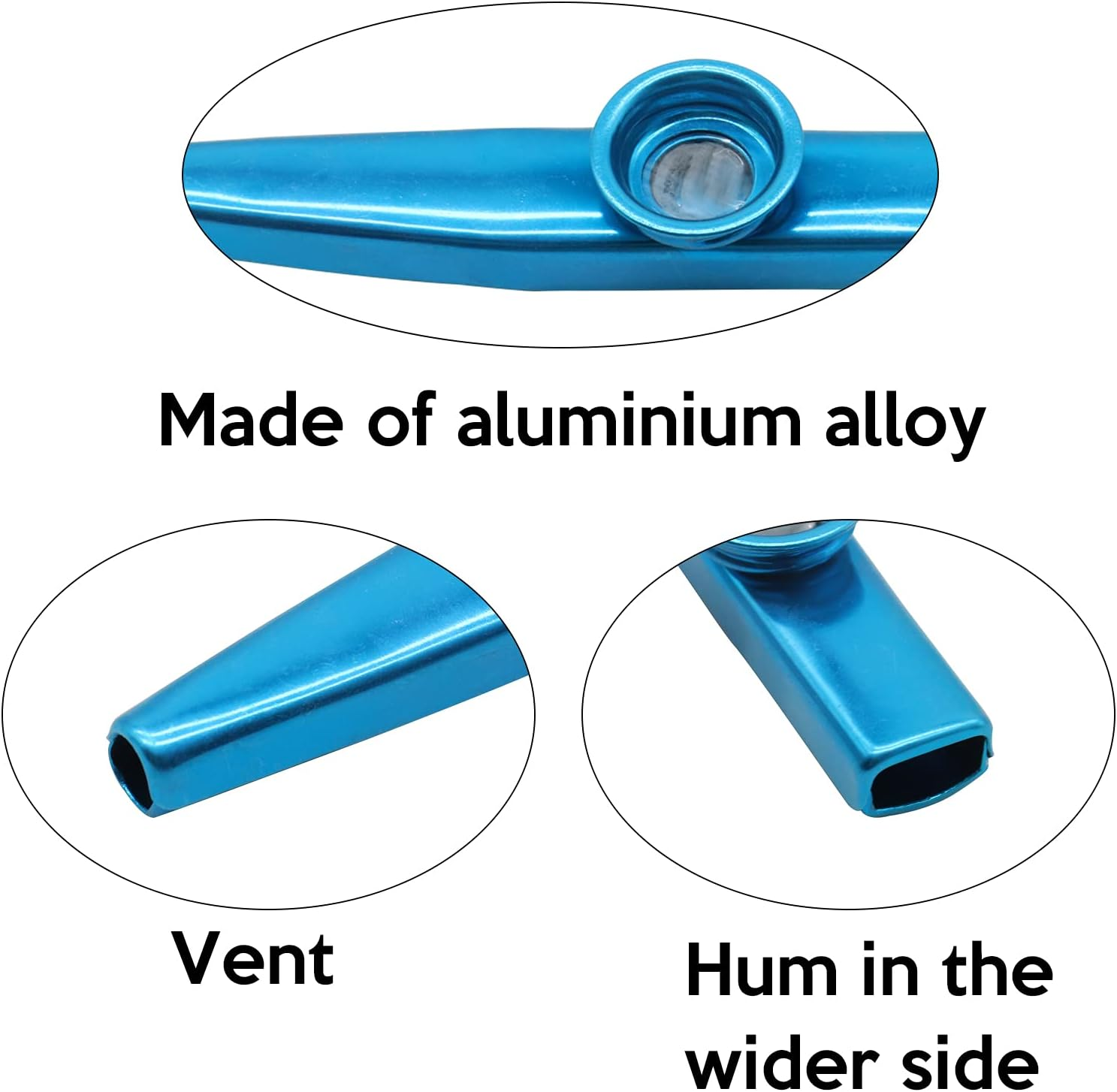 Metal Kazoo Set Worthplanet 6 Pcs Mouth Kazoo Aluminium Alloy Kazoo for Kids and Adults Gift Prize and Party Favors W090009 image number 3