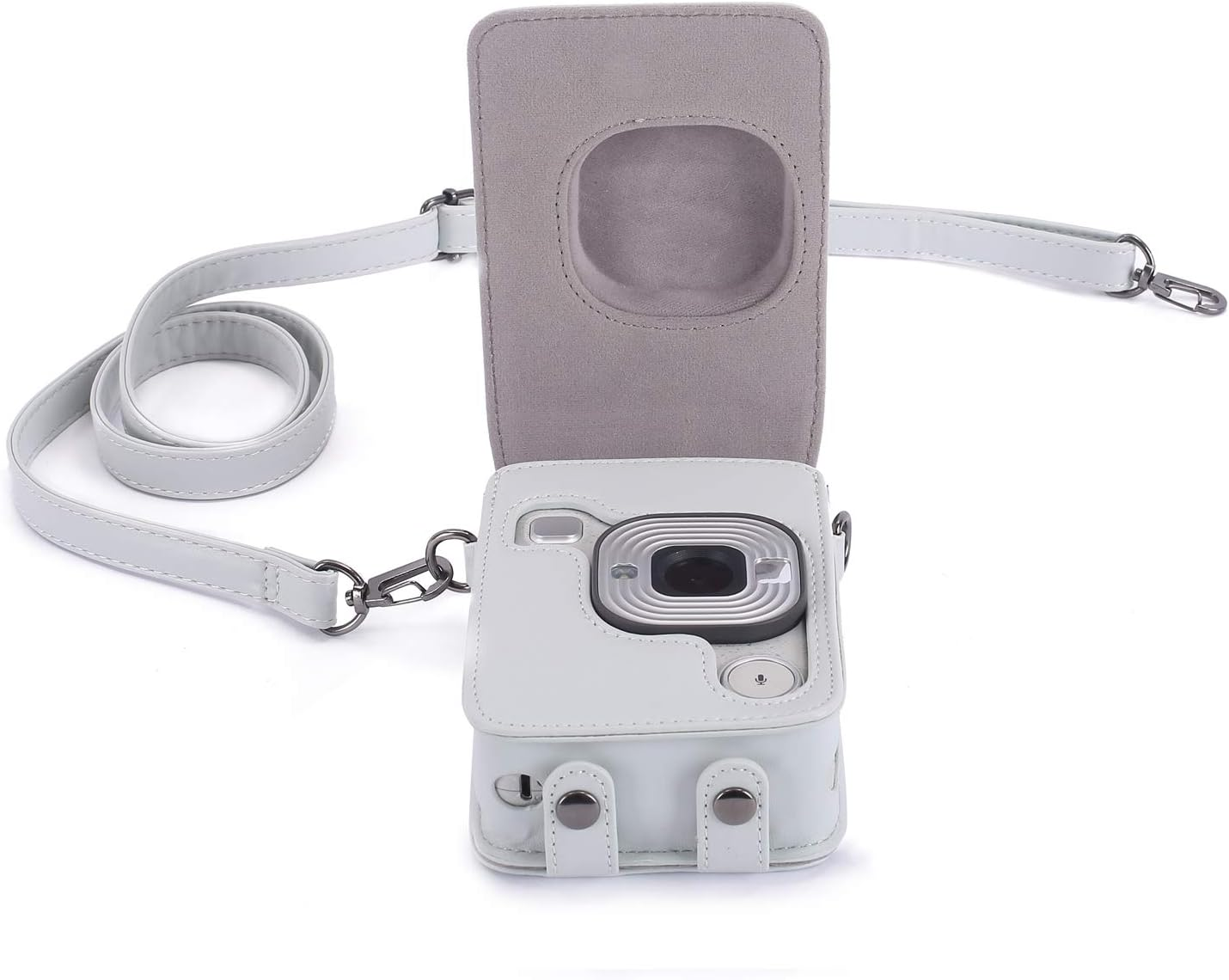 Phetium Protective Case Compatible with Instax Mini Liplay Hybrid Instant Camera and Printer, Soft PU Leather Bag with Removable/Adjustable Shoulder Strap (Smokey White) image number 1