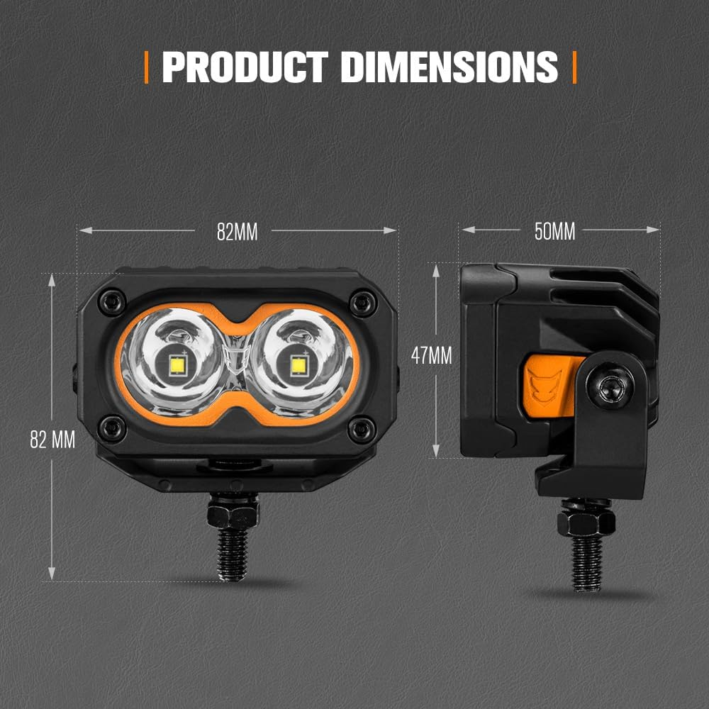 LIGHTFOX 3 Inch LED Pod Lights, 2 PCS 3834LM 18&deg; Spot Beam Light with Dual Color Spot&Flood Lens Covers, IP68 Die-Cast Aluminum Off-Road Rectangle Driving Lights with Anti-Corrosion Coating for 4X4