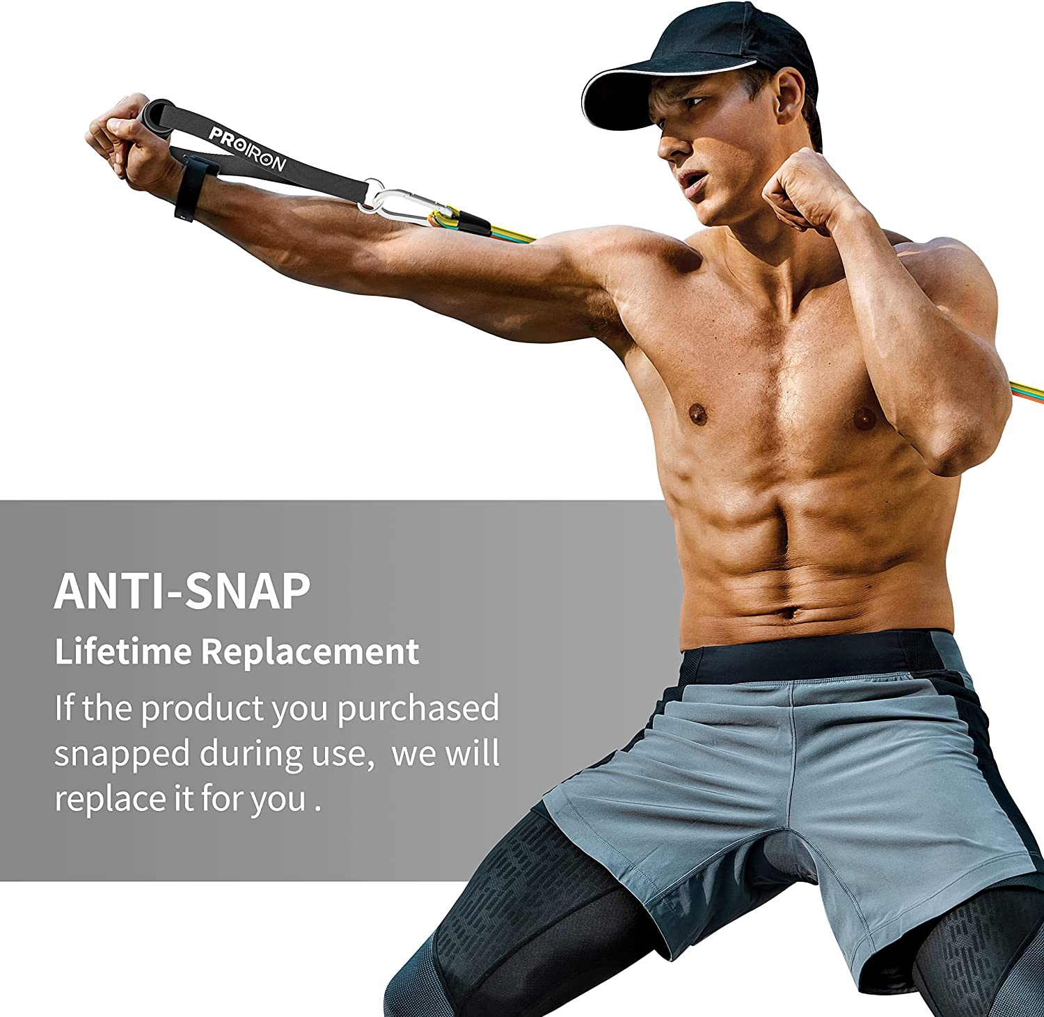 PROIRON Resistance Bands Set 14 Pieces Anti-Snap Resistance Band Exercise with Handles, Door Anchor, Ankle Straps, Training Manual and Carrying Bag image number 2