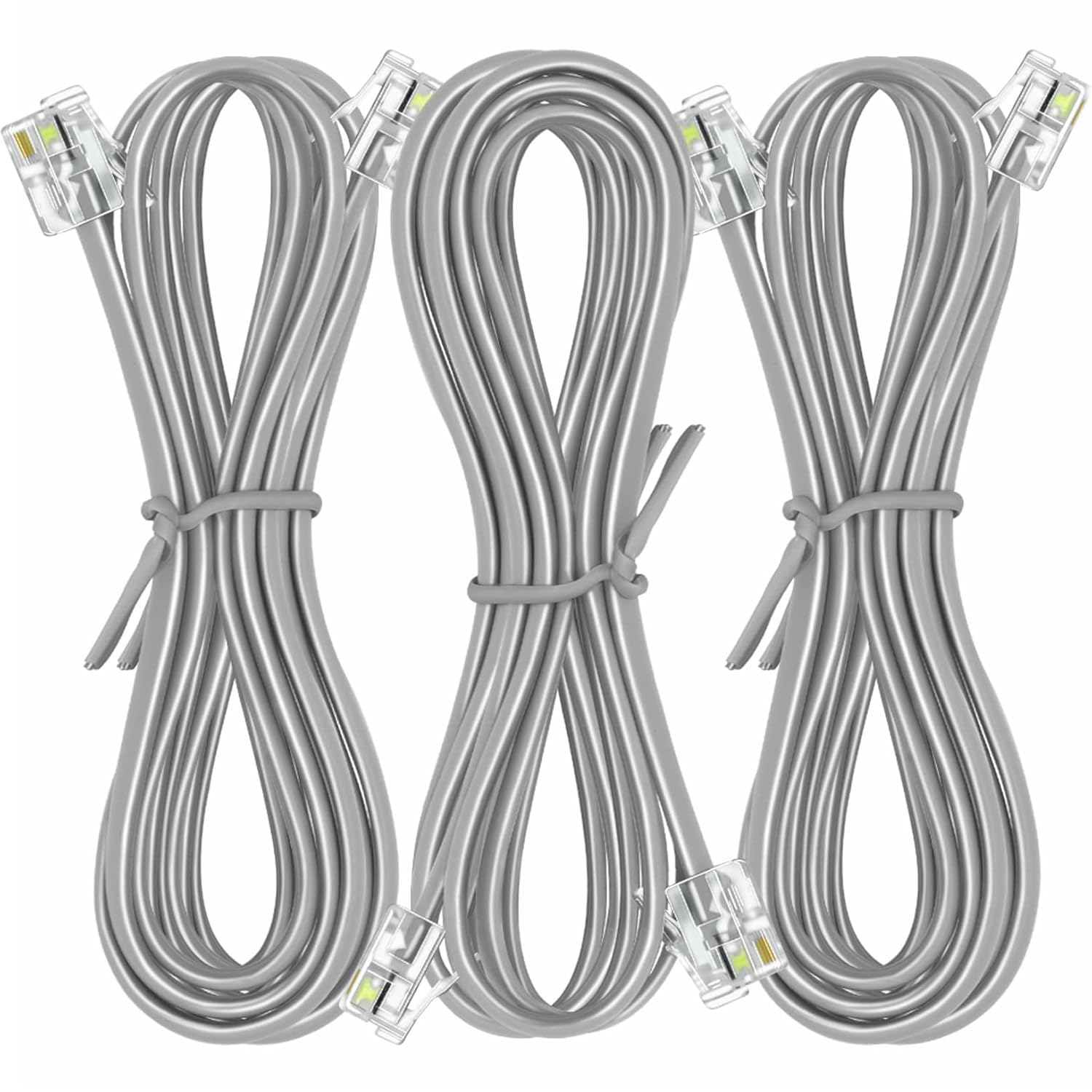 NECABLES 3Pack Phone Cord 2Ft Telephone Cord Phone Cable RJ11 6P4C Male to Male for Landline and Fax - 2 Feet image number 2