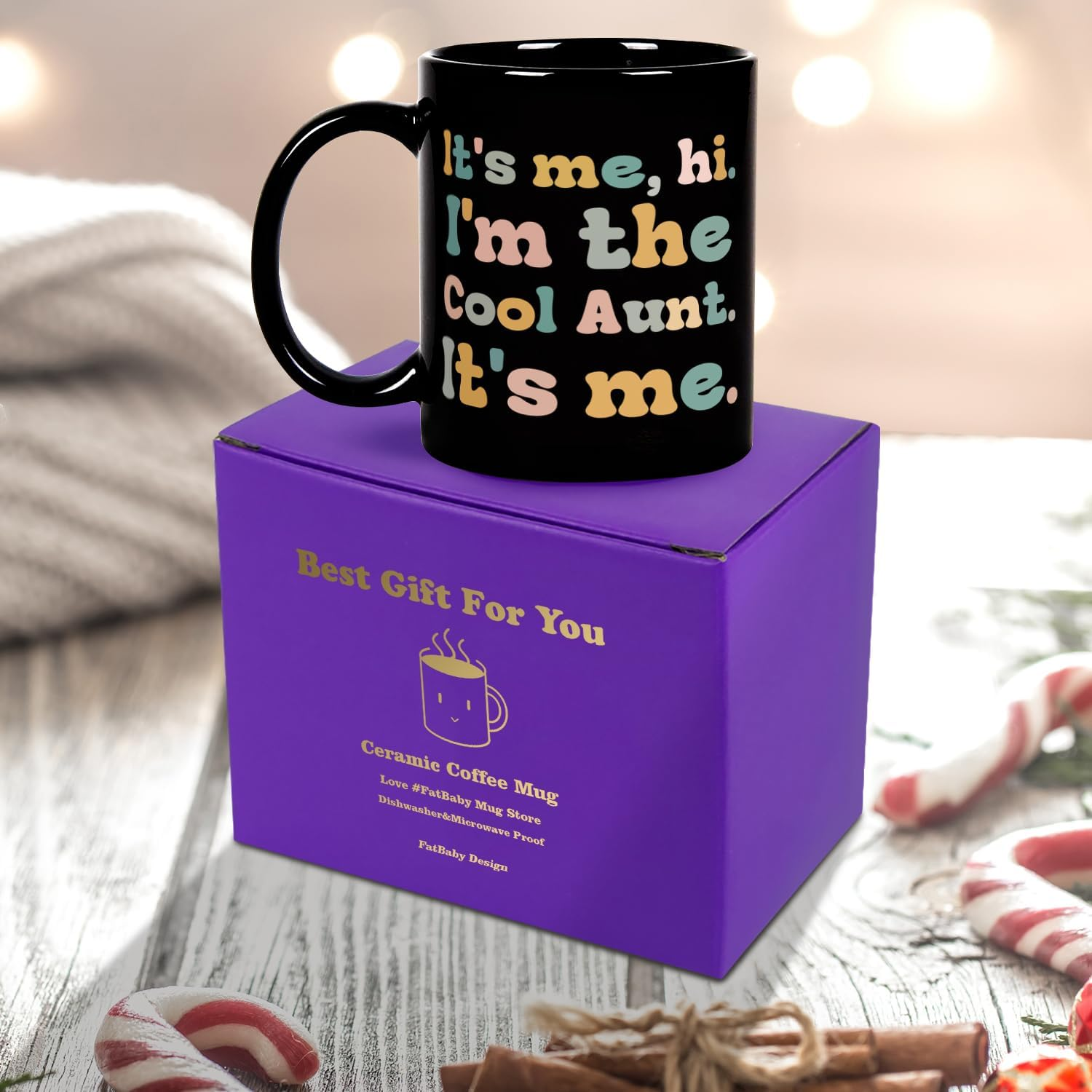 Fatbaby Cool Aunt Coffee Mug,Mother&rsquo;S Day Birthday Gifts for Aunt,New Aunt First Time Auntie to Be in My Auntie Era Tea Cup 11 OZ - Auntie Est.2025 image number 3