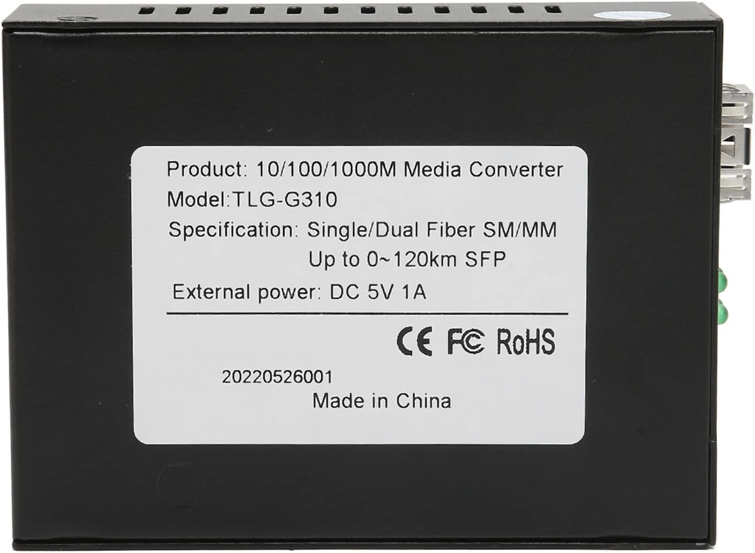 Dual LC Gigabit SFP to RJ45 10/100/1000Base TX to 1000Base FX Multimode Fiber Converter, 850Nm Wavelength Ethernet Media Converter with Heat Dissipation image number 3