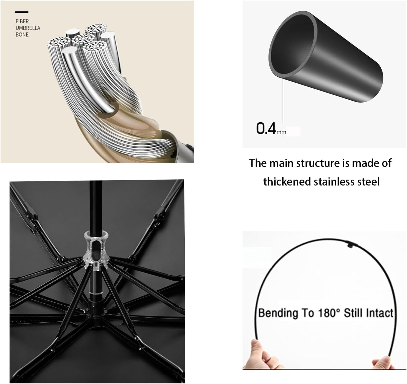 Compact Folding Umbrella Carabiner Handle Coating Layer Fabric Blocking UV Protection 99.9%/Car/Small Travel Backpack/Lightweight Portable/Rain Sun anti UPF 50/Men Women Kids image number 4