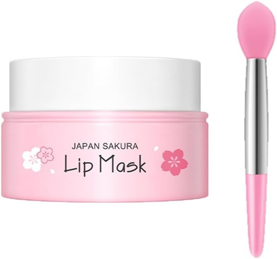 Iiniim Cherry Blossom Lip Sleeping Mask with Brush 1 Pack Hydrating Moisturizing Lip Care Treatment for Soft Smooth Lips Day Night Use Pink One Size image number 6
