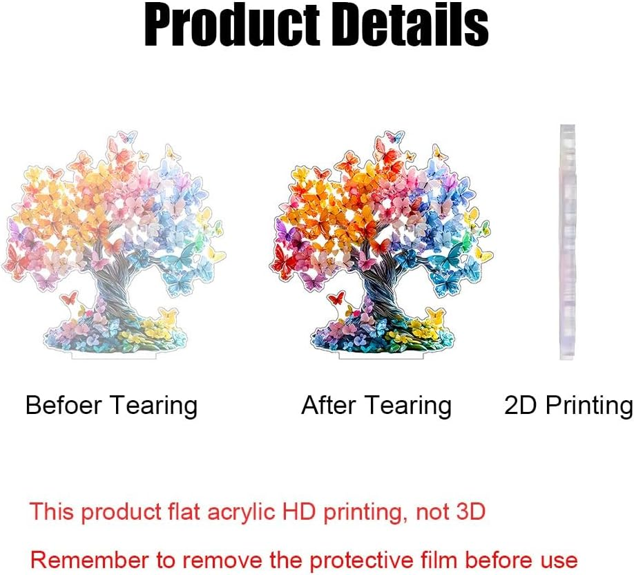 Colorful Butterfly Tree Creative Home Living Room Entrance Tabletop Decoration Ornament Acrylic Display Ornament 2D High-Definition Printed Decorative Artwork. image number 2