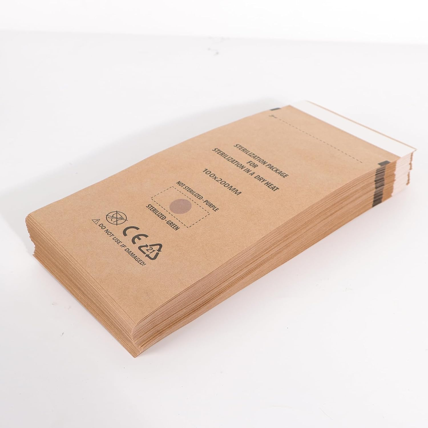 Disposable Kraft Paper Self-Sealing Sterilization Bags &ndash; High-Temperature Dry Heat Sterilization Bags for Nail Salon, One-Time Use, Bulk Packaging