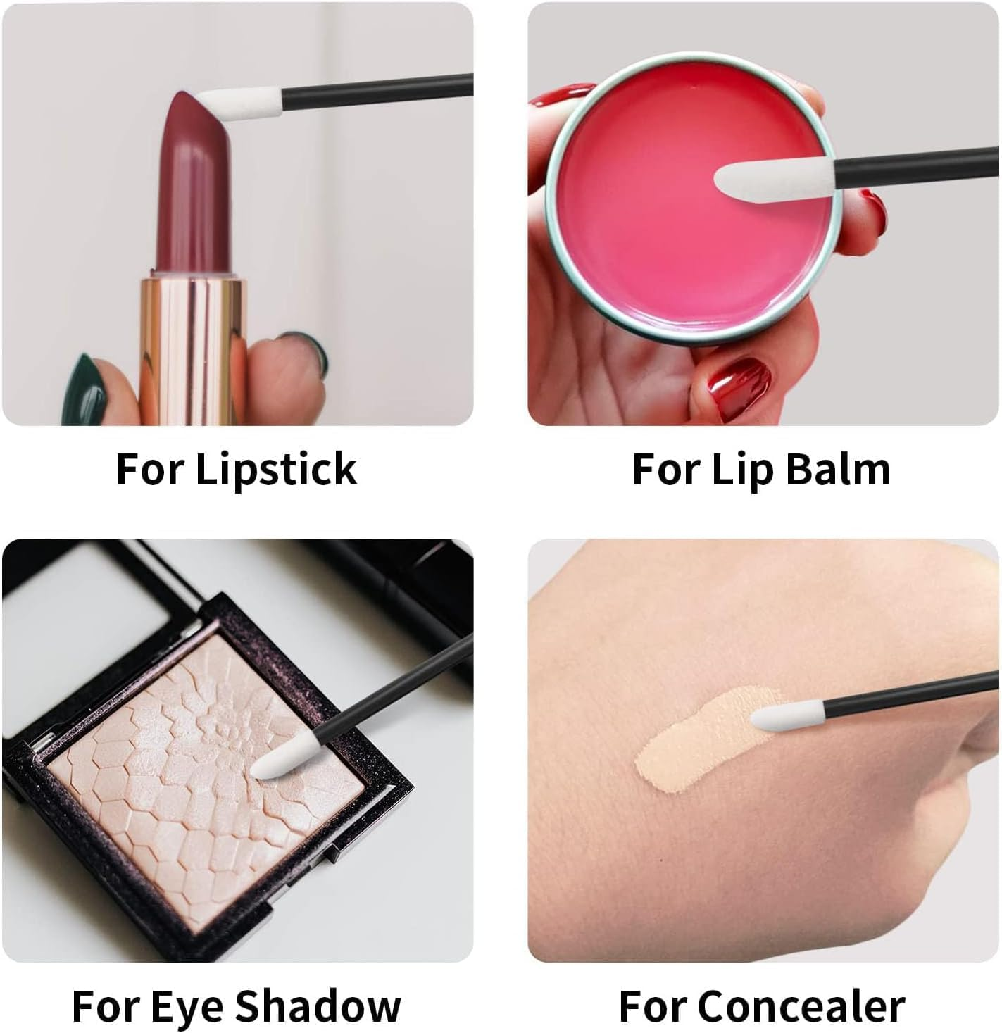 Xyzabcds Disposable Lip Wands, Lipstick Testers, 200 Pcs, Black