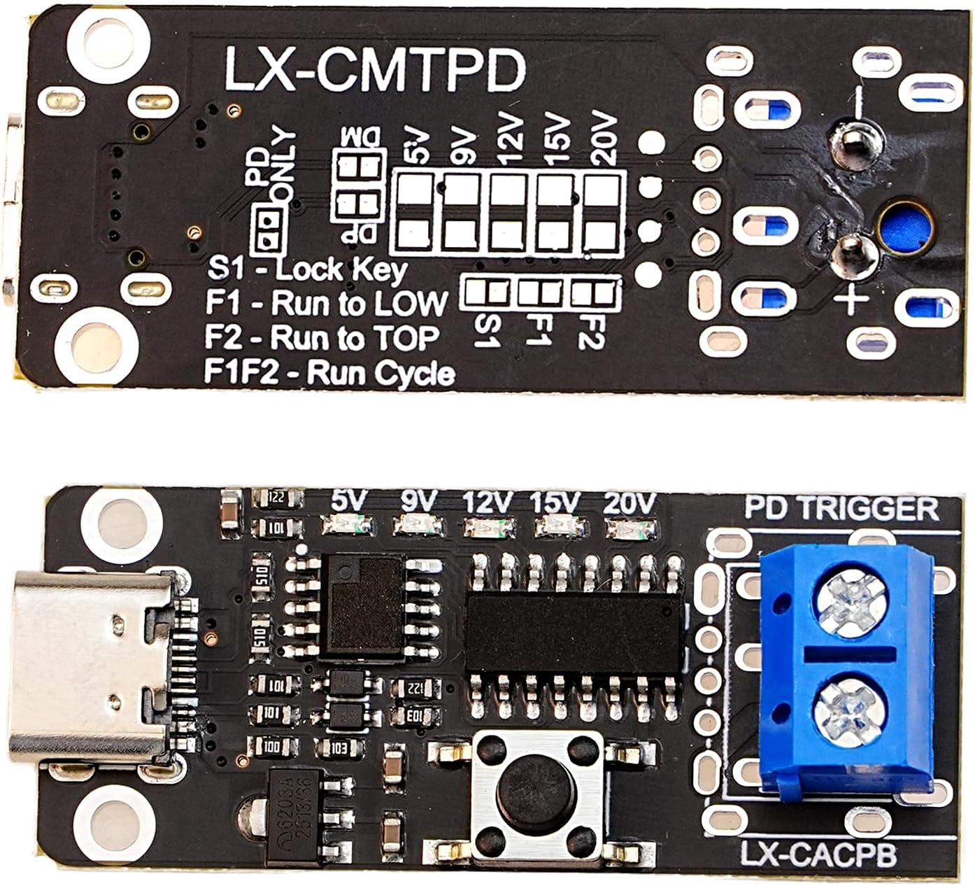 A-DIGISHUO 2PCS 100W 5A USB-C PD QC DC 5V 9V 12V 15V 20V Adjustable Voltage Power Trigger Module 5A Type-C Female Input (Type-C Female to Terminal Output)