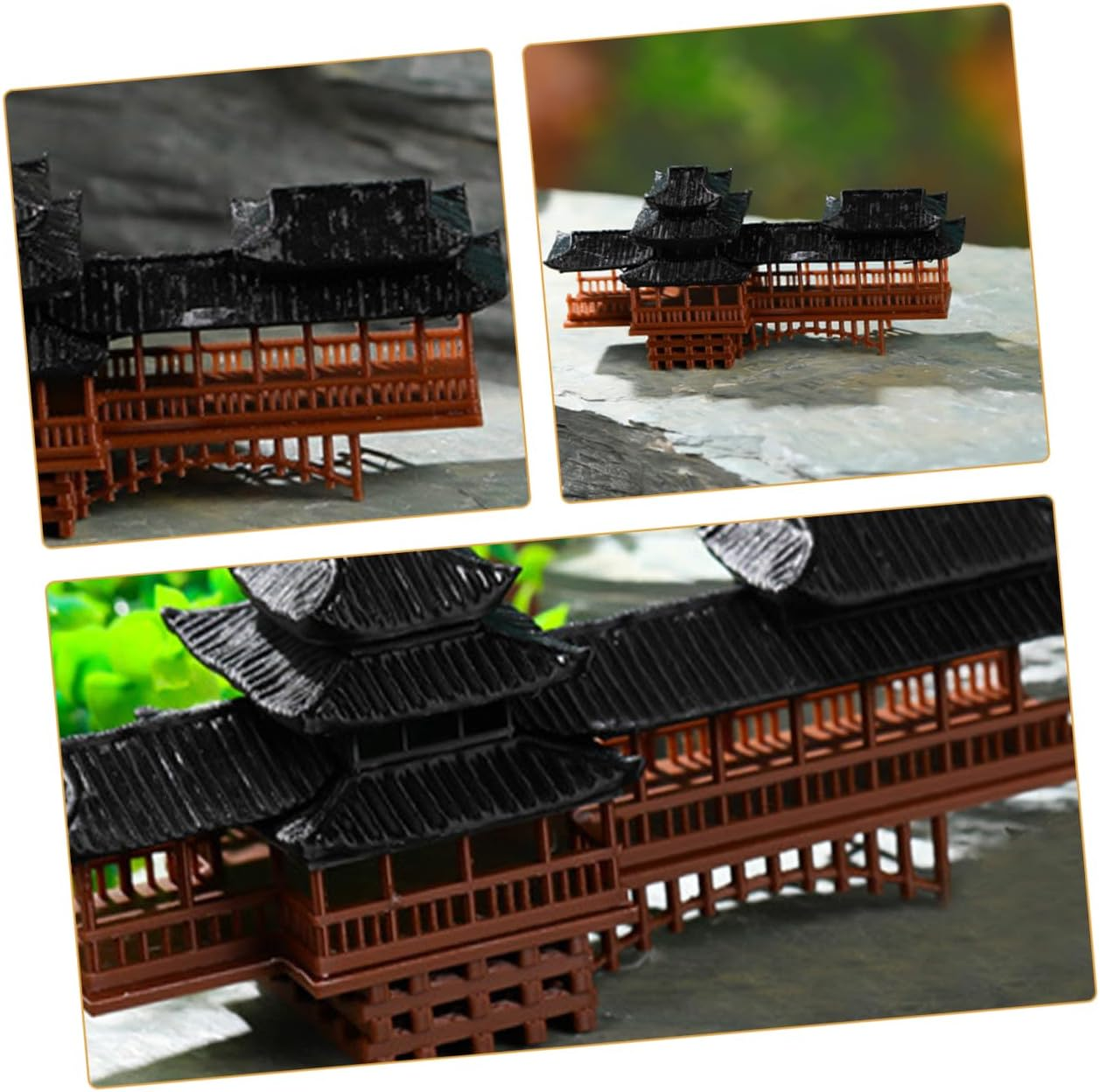 Miniature Landscape Bridge Bonsai Ornament Small Vintage Patio Garden Micro Decor 10X3.7X4.3Cm for Courtyard and Indoor Bonsai Display