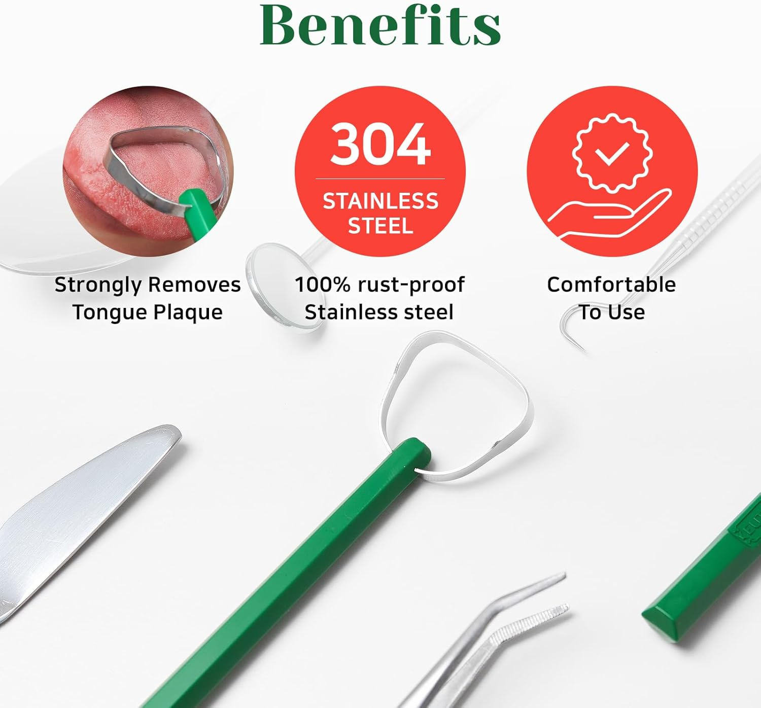 Euthymol Tongue Scraper - Stainless Steel Cleaner, Reduce Bad Breath & Help Your Oral Hygiene. image number 6
