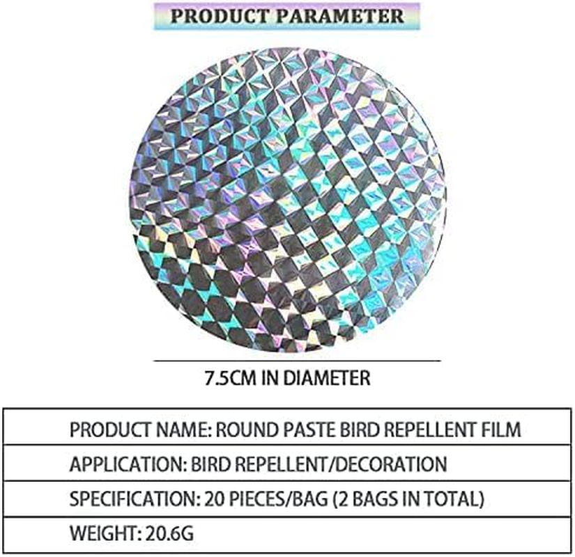 Fokmuaex 2 Sets 40 Pcs Bird Spikes & Reflective Deterrent, Silver Bird Repellent for Crows & Magpies, No Sensor Needed, Anti-Bird Spikes for Roof, Balcony, Garden, Windows Protection