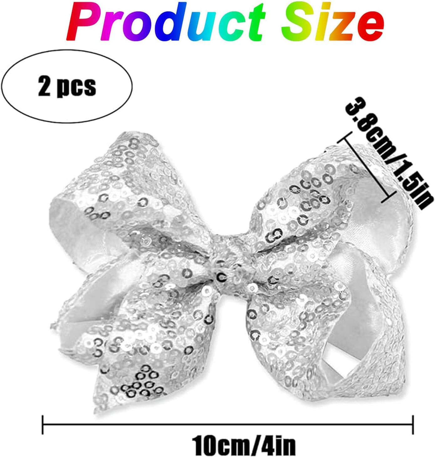 Black Sparkly Glitter Sequin Hair Bows for Girls Toddlers Kids Children Teenage (2PCS)