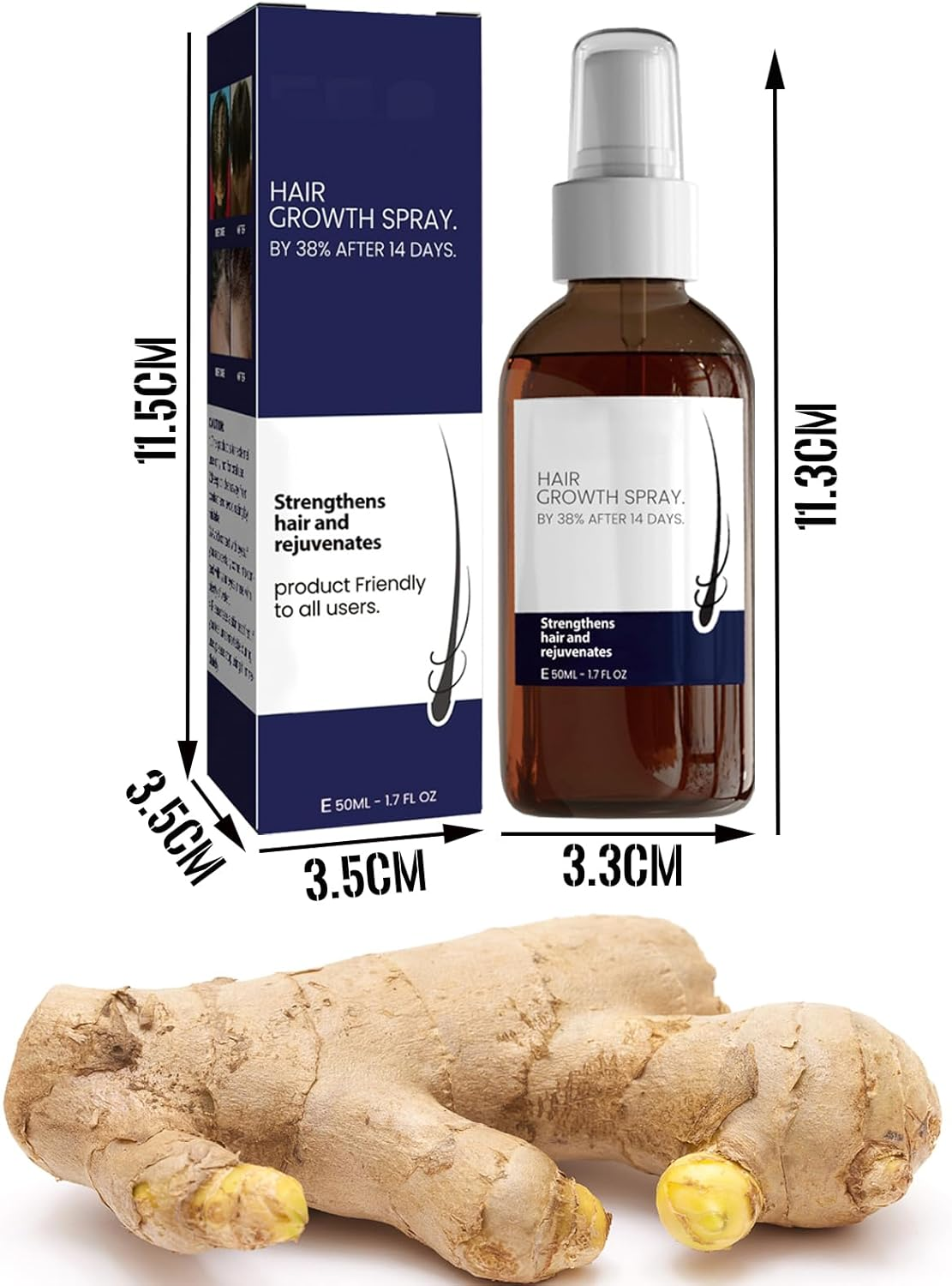 3PCS Hair Growth Spray for Men & Women, 50Ml Polygonum Multiflorum Root Extract and Ginger Root Oil Nourish Hair, Hair Enhance Serum for Dry, Frizzy, Damaged Hair image number 5