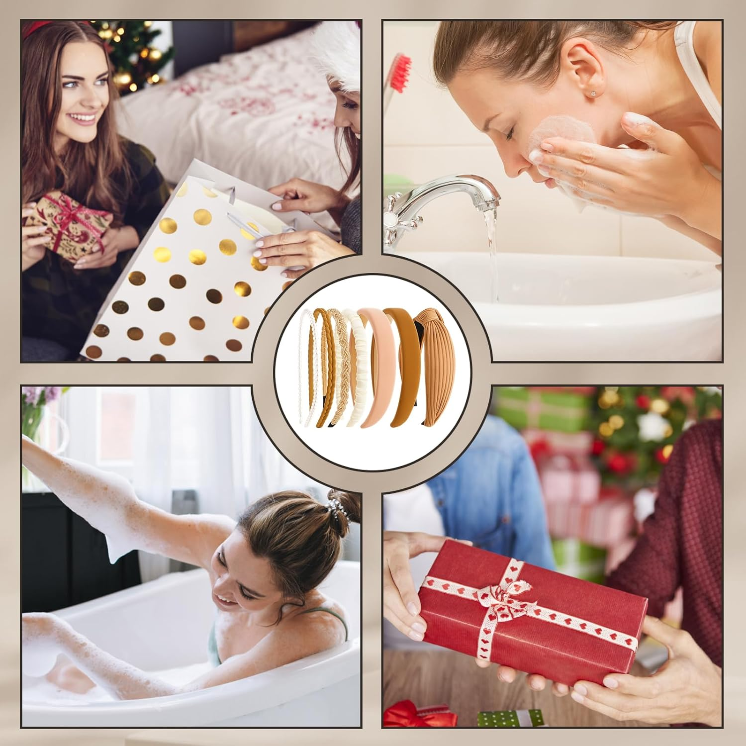 Women'S Elegant Headband, Girls' Head Decoration, Set of 7 in Coffee Brown, Leisure, Headband for Yoga, Wedding and Cosplay, Headband for Women and Girls image number 6