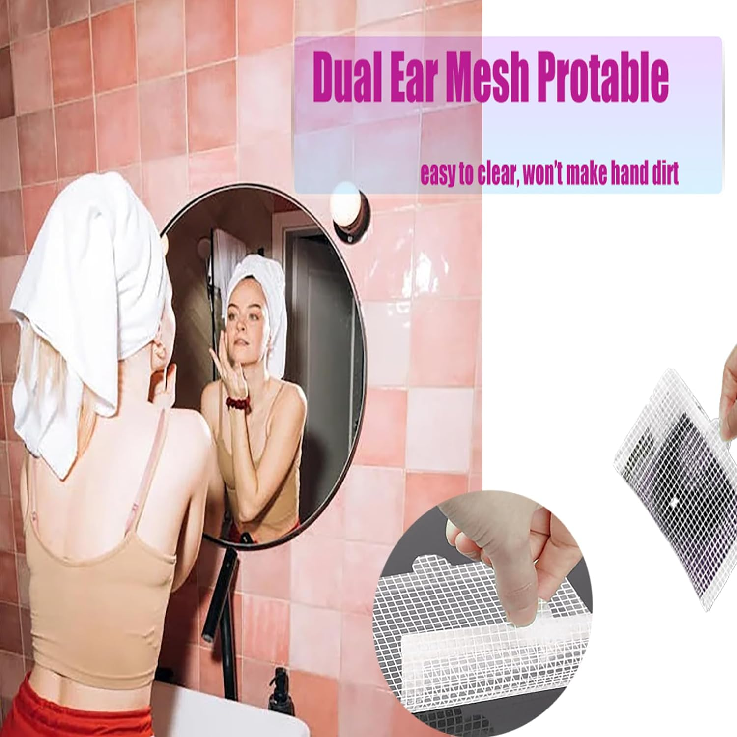 30 Pack Disposable Shower Drain Hair Trap, 12.7Cm Dual Ear Mesh Waterproof Adhesive Stickers for Shower Drain Bathroom Tub Tray Sink Laundry Floor Drain Balcony Filter, Square image number 5