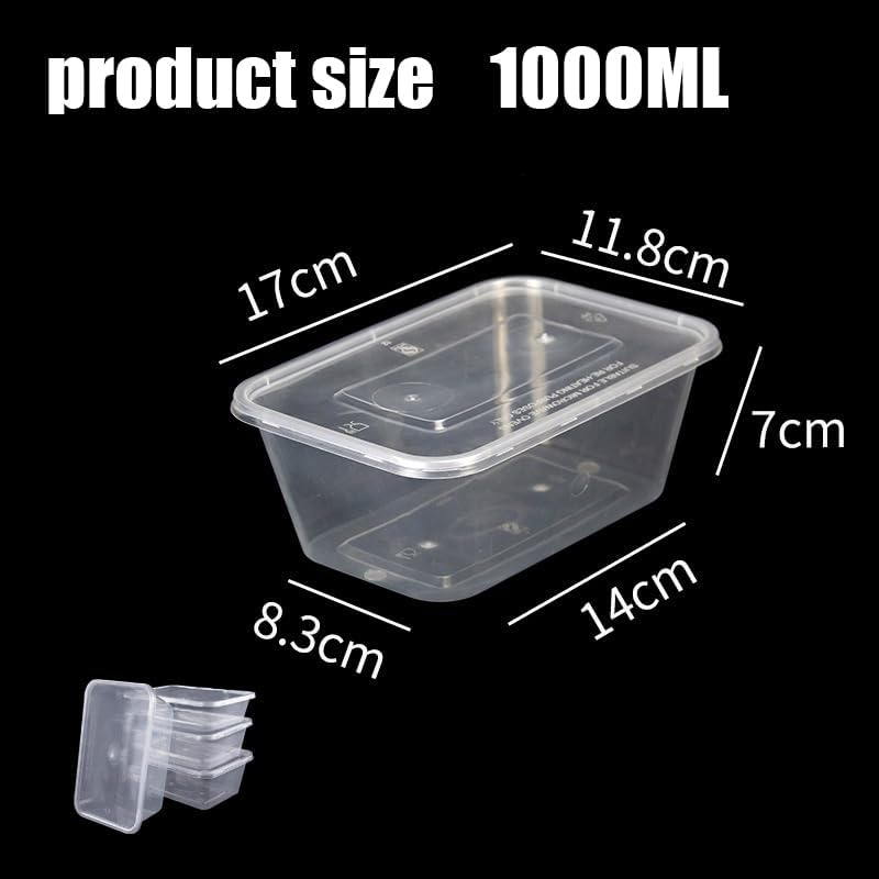 WEZCHUGHAOL Food Storage Containers with Lids, 1000 Ml/750 Ml, Clear Plastic, 100-Pack (1000 Ml)