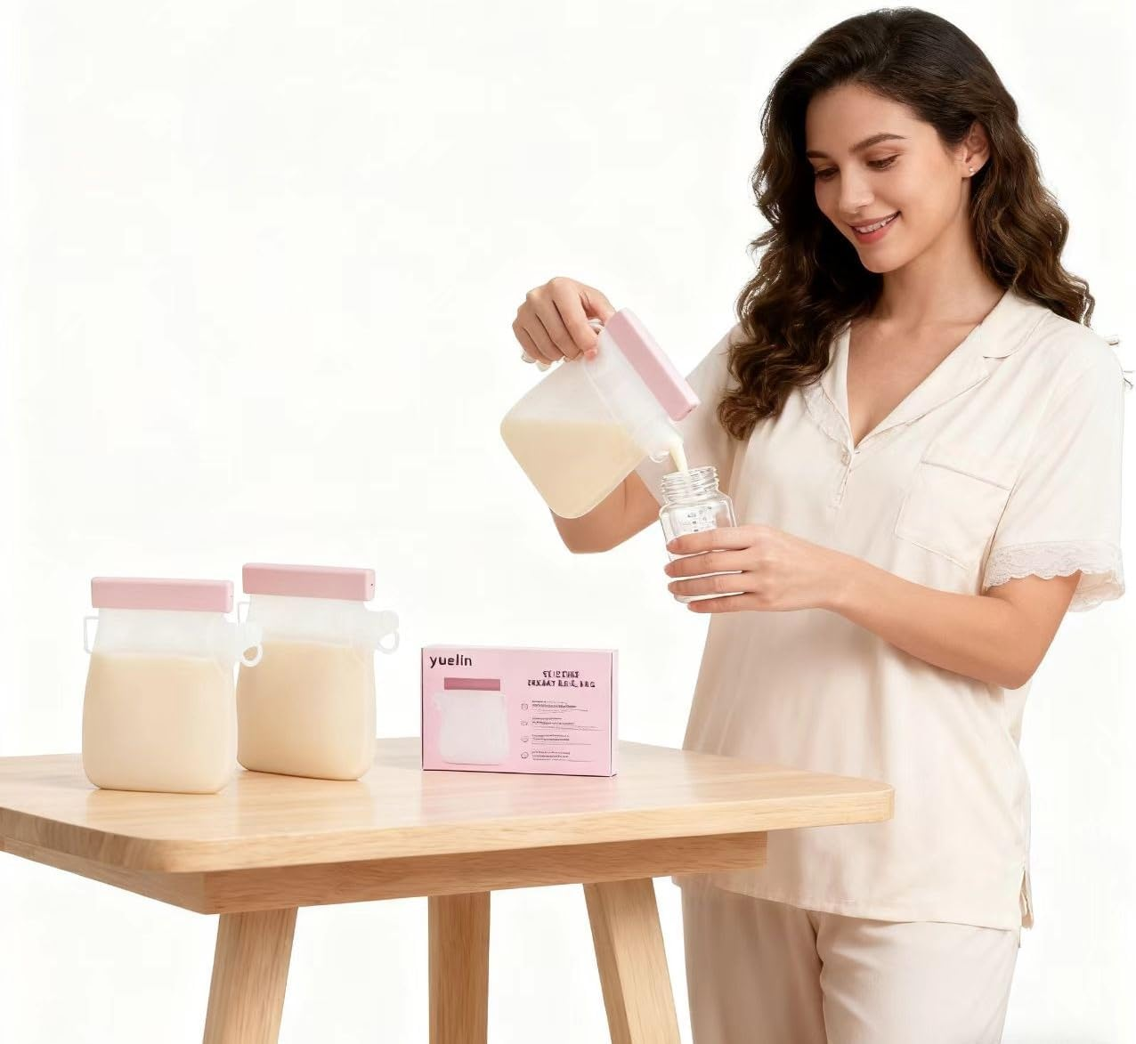 2 Pcs Silicone Breastmilk Storage Bags Reusable, 11Oz/320Ml Double Leak-Proof Breastmilk Freezer Bags, BPA Free Self-Standing Milk Bags for Breastfeeding, Baby Food Pouches image number 1