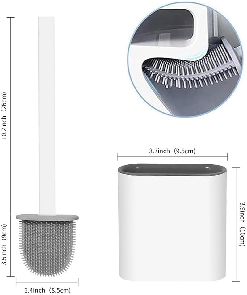 2 Pcs Toilet Brush and Holder Set,Wall Mounted and Standing,With TPR Bristles for Bathroom Cleaning