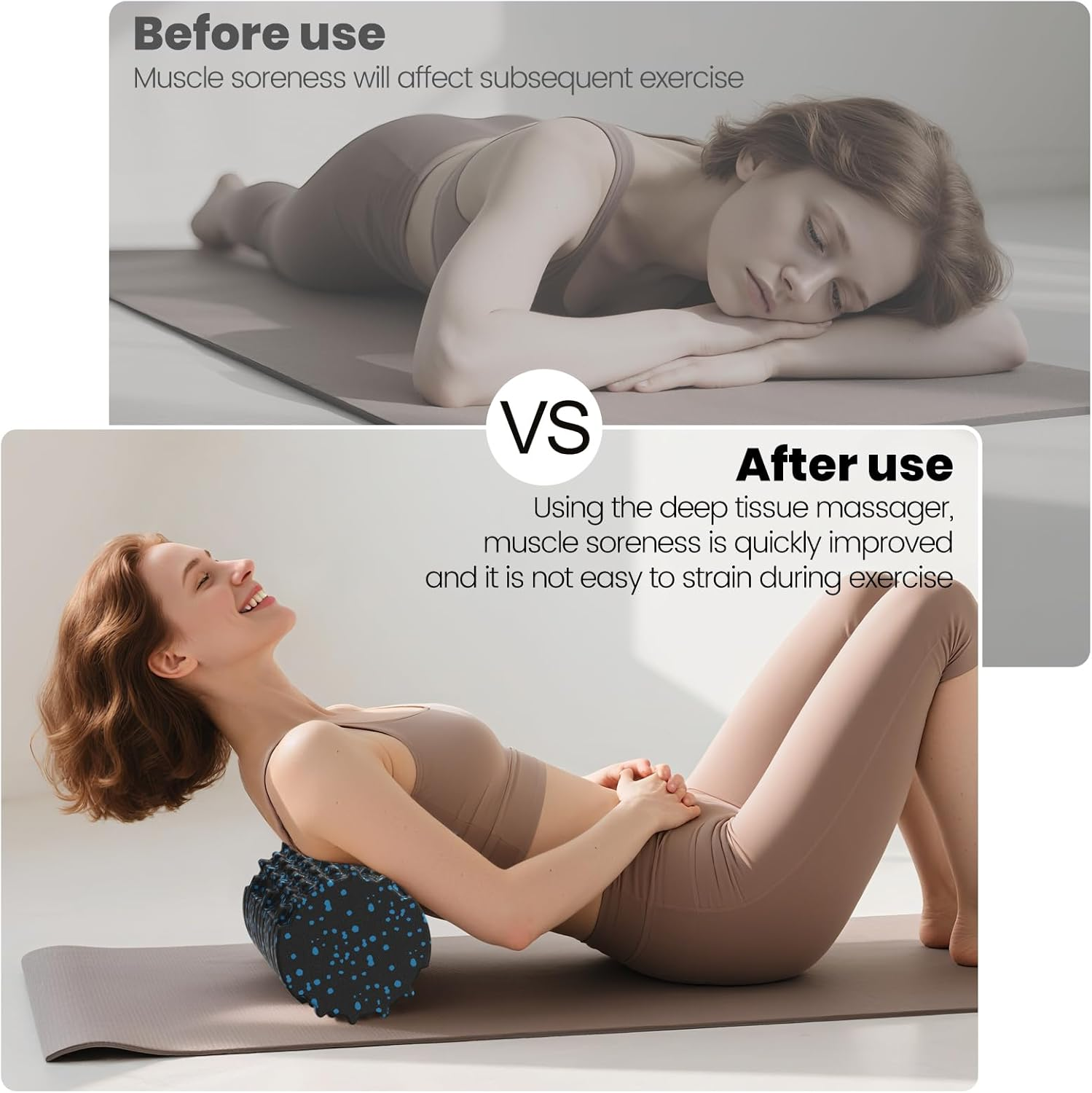 5 in 1 Foam Roller Set, Trigger Point Foam Roller, Massage Roller, Massage Ball, Peanut Massage Ball, Mini Roller for Deep Muscle Massage Pilates Yoga, Fitness Exercise for Whole Body (Blue Black) image number 1