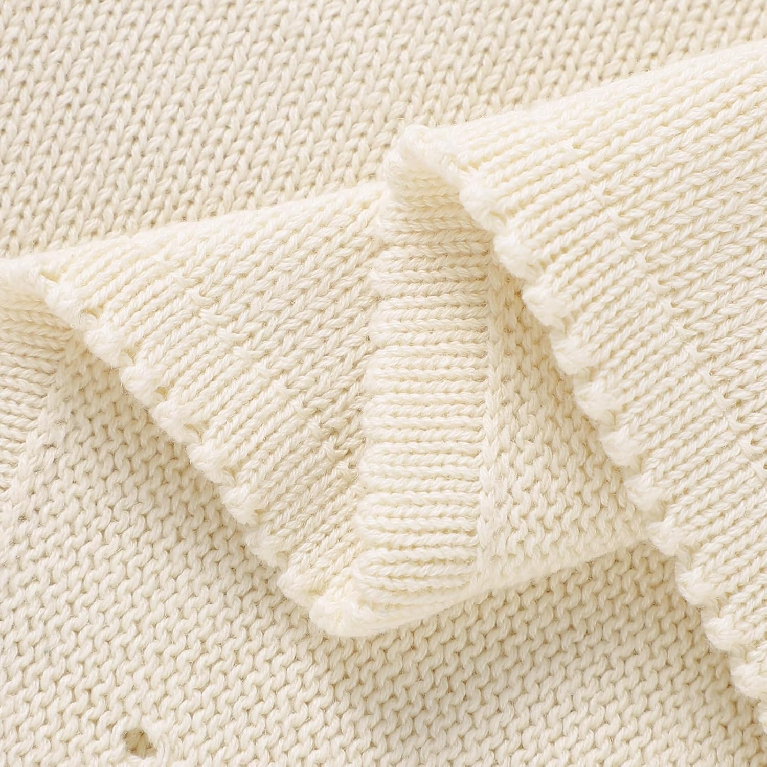 Baby Blanket 100% Cotton Cellular Blanket Baby Soft Cosy Knitted Blanket Cream 100X80Cm image number 4