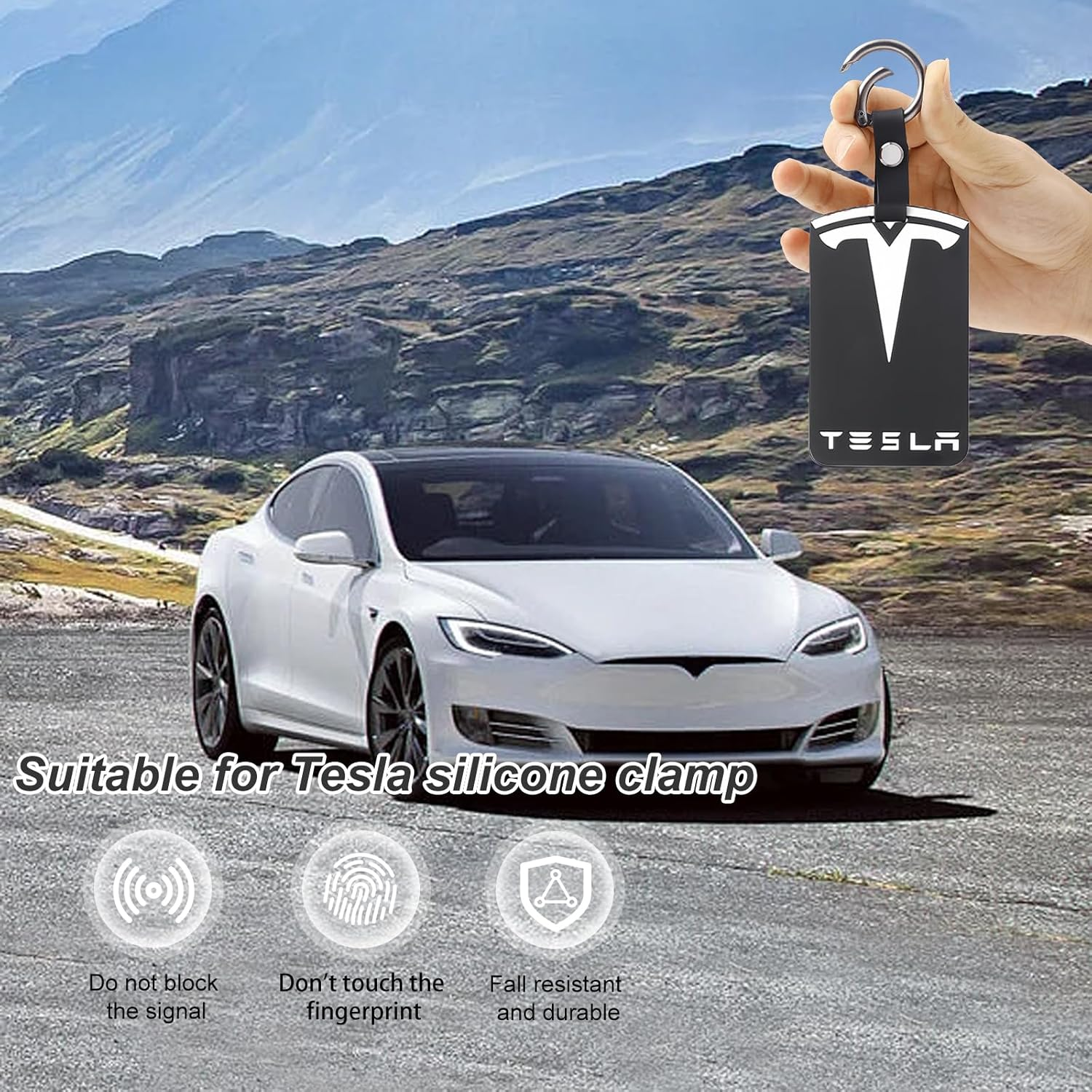 SPORWAY Key Chain for Tesla: Card Case for Tesla Model 3 Model Y, Anti-Fall Wear-Resistant Silicone Key Fob Protector, Black Tesla Card Case for Model 3 Model Y Button Accessories, Black, One Size image number 1