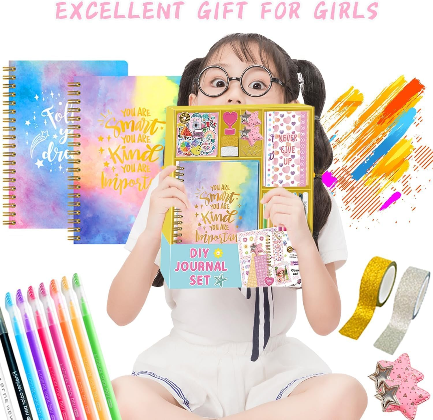 DIY Journal Kit for Tween & Teen Girls, Stationery Set, Scrapbook & Diary Supplies Set, Journaling Art Crafts Kit, Ideal Gifts for 8 9 10 11 12 13 14 Year Old Girl