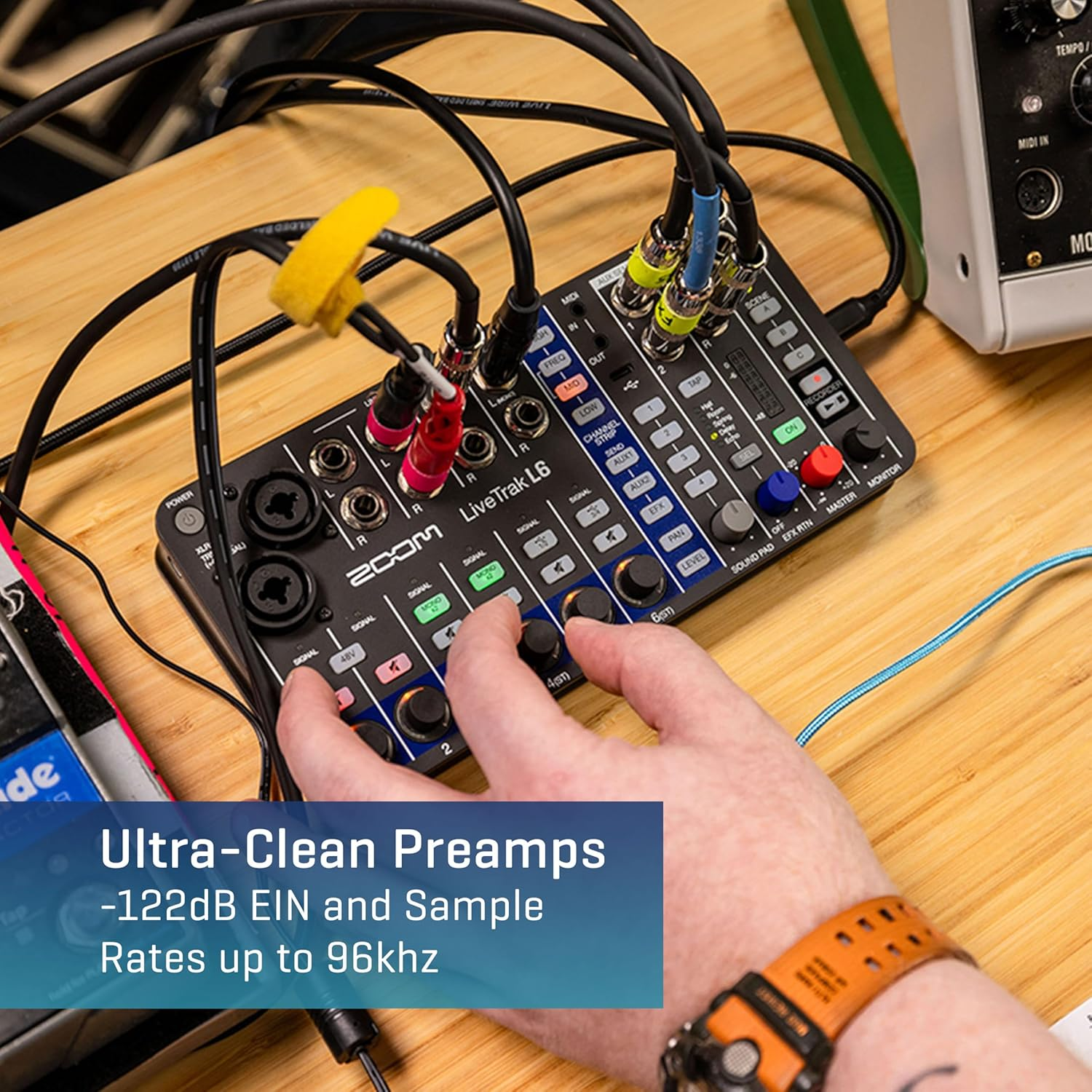 Zoom Livetrak L6 Digital Mixer/Recorder, Battery Powered, 32-Bit Float, 10-Channels, 2 Combo + 4 Stereo Inputs, MIDI, Effects, Sound Pads, 3-Band EQ, Audio Interface, for Music & Streaming image number 3