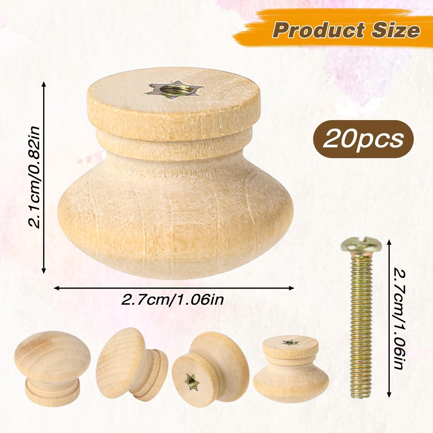 Mozeat Lens 20 Pcs 1.1 Inch round Wood Cabinet Knobs Unfinished Drawer Knobs Wooden Pulls Mini Wooden Drawer Handle Knobs Furniture Drawer Knobs Pulls Handles for Dresser image number 5