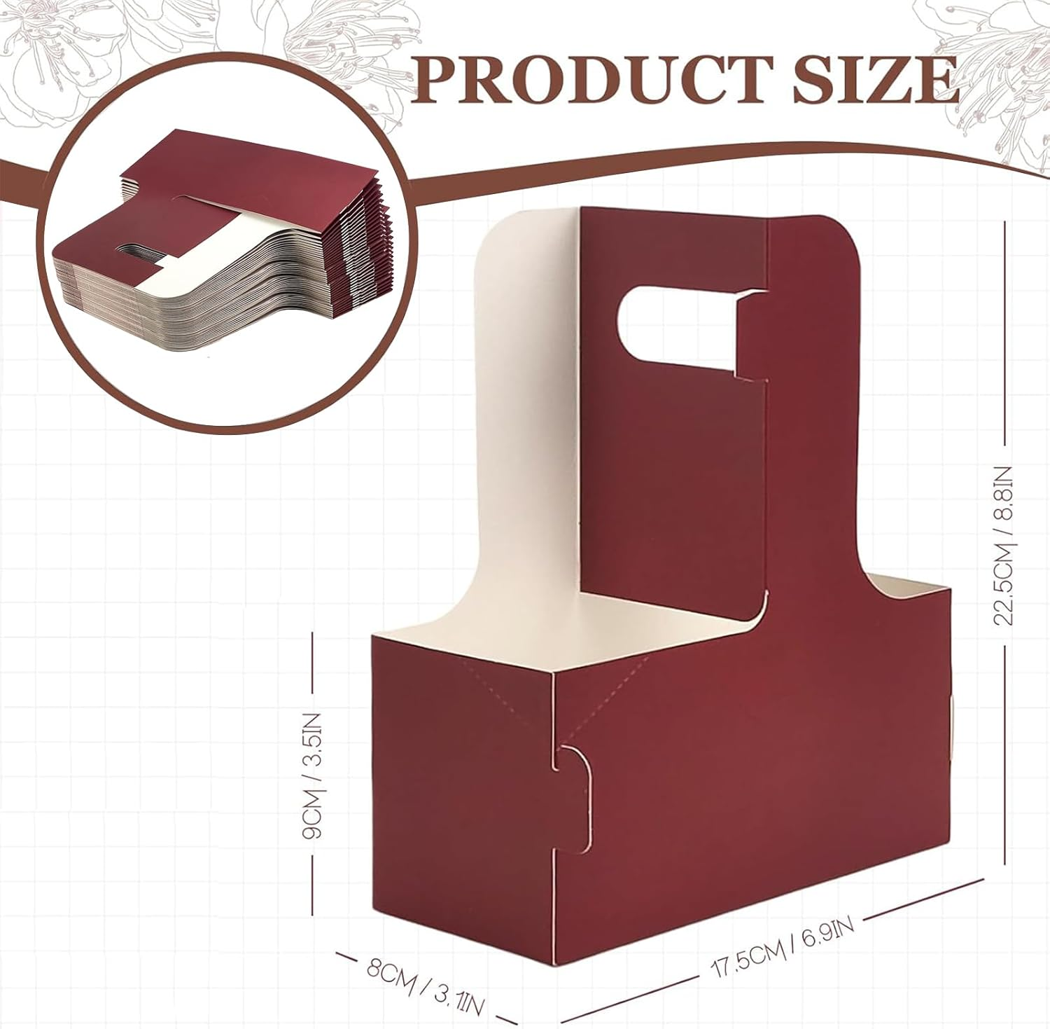 20 Paper Cup Holders, 2 Cardboard Cup Holders, Drink Carrier with Handle, Portable Foldable Cup Holder, Suitable for Hot or Cold Drinks, Coffee Carrier, Takeaway Cup Holder for Coffee and Drinks (Red)