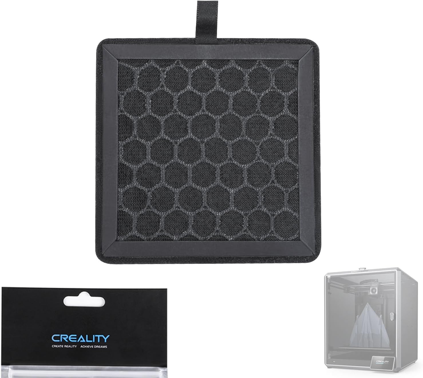 Creality K1 Max Activated Carbon Air Filter_101&times;101&times;15_1, Original Air Purifier Filter Replacement Parts, 3D Printer Accessories image number 3