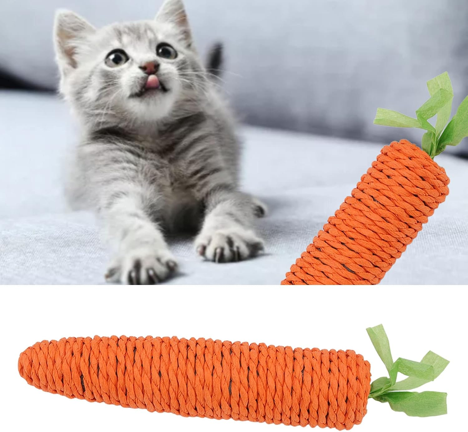Pack of 10 Carrot Cat Toys, Filed with Catnip, Cute Bite Resistant Paper Rope, Cat Chew Toy, Cat Chew Toy, Interactive Cat Toy for House Cats, Cat Puzzle Game