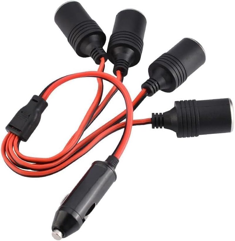 1 to 4 Car Motorcycle Cigarette Lighter Distributor Charger Splitter Extension Cable with Indicator Light image number 5