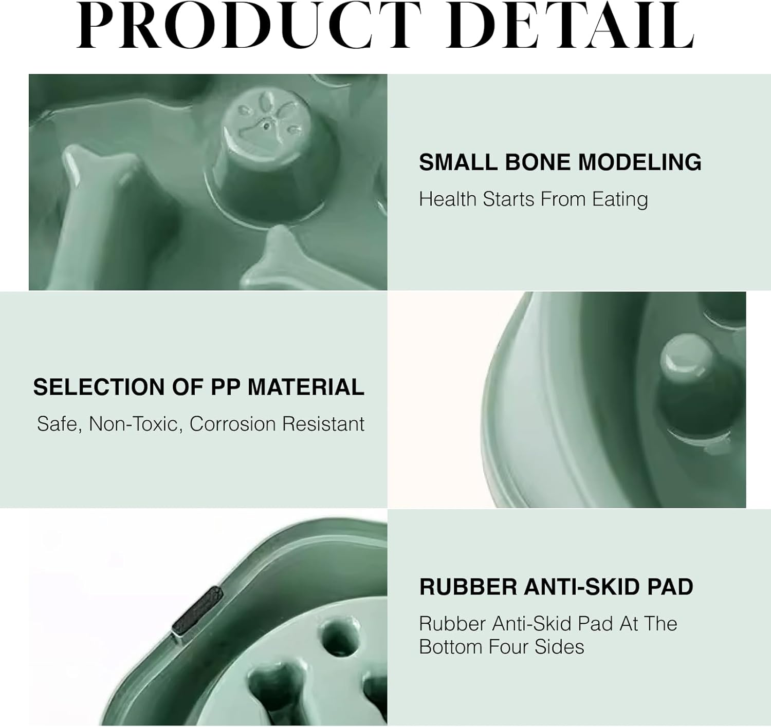 Large Slow Feeder Dog Bowl, Anti-Gulping Puzzle Bowl with Non-Slip Base, Designed to Reduce Bloating and Overeating for Medium and Large Dogs, Durable PP Material, Light Green